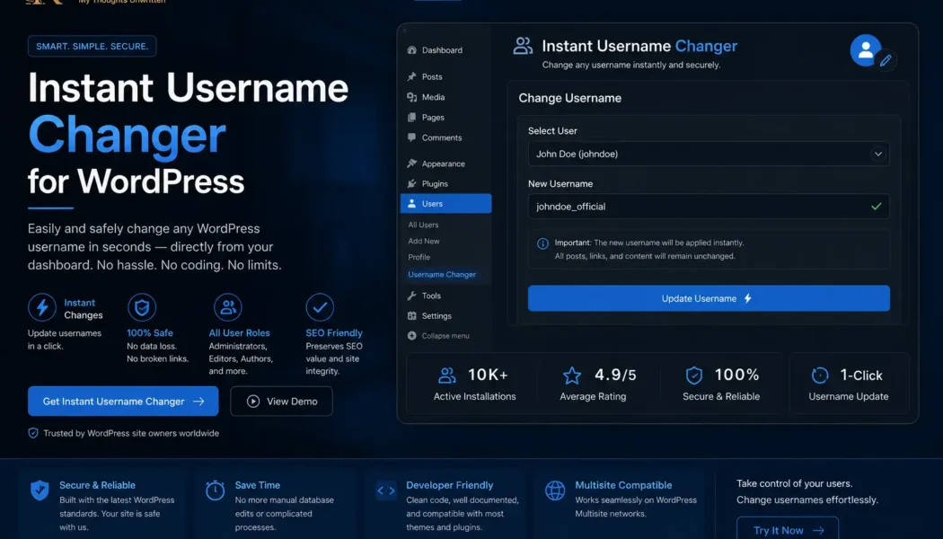 Instant Username Changer for WordPress